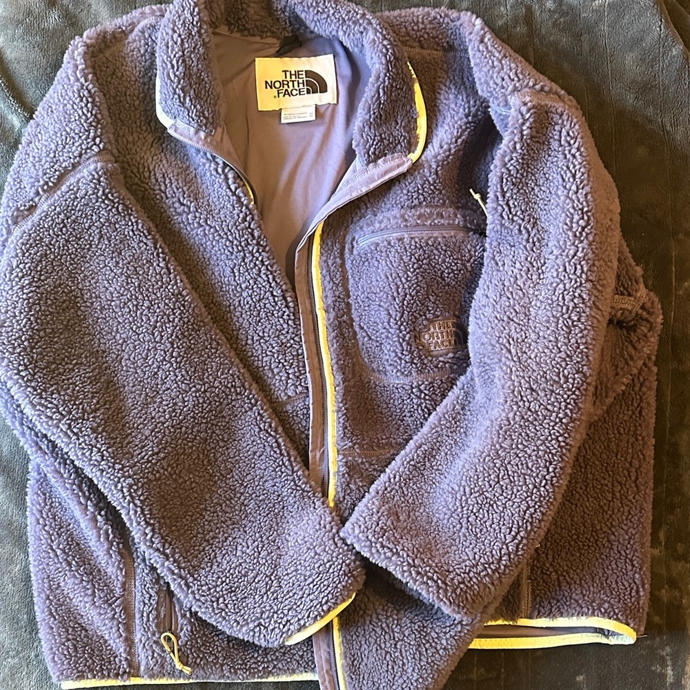 The North Face Women's Purple Fleece Jacket with Yellow Trim